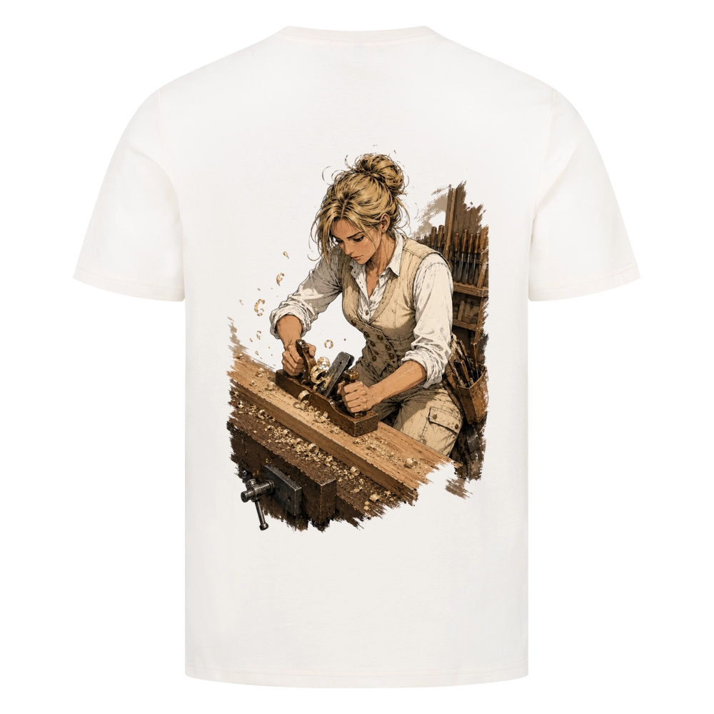 Tischlerin Backprint Shirt – Handwerk mit Hingabe | ZunftStyle