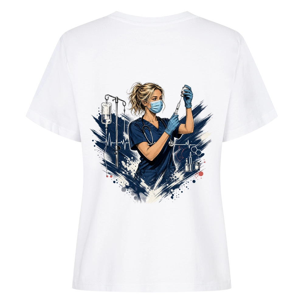#SYSTEMRELEVANT – Pflege Damen T-Shirt mit Backprint