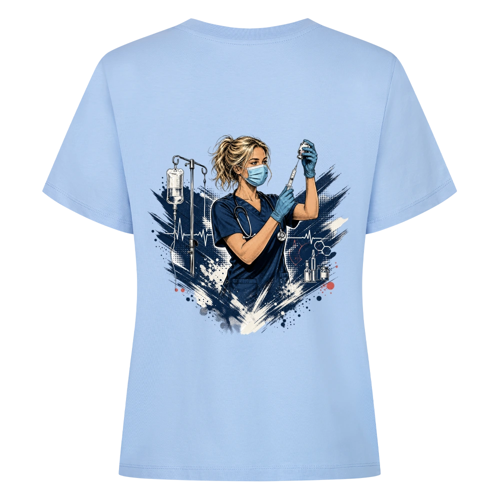 #SYSTEMRELEVANT – Pflege Damen T-Shirt mit Backprint