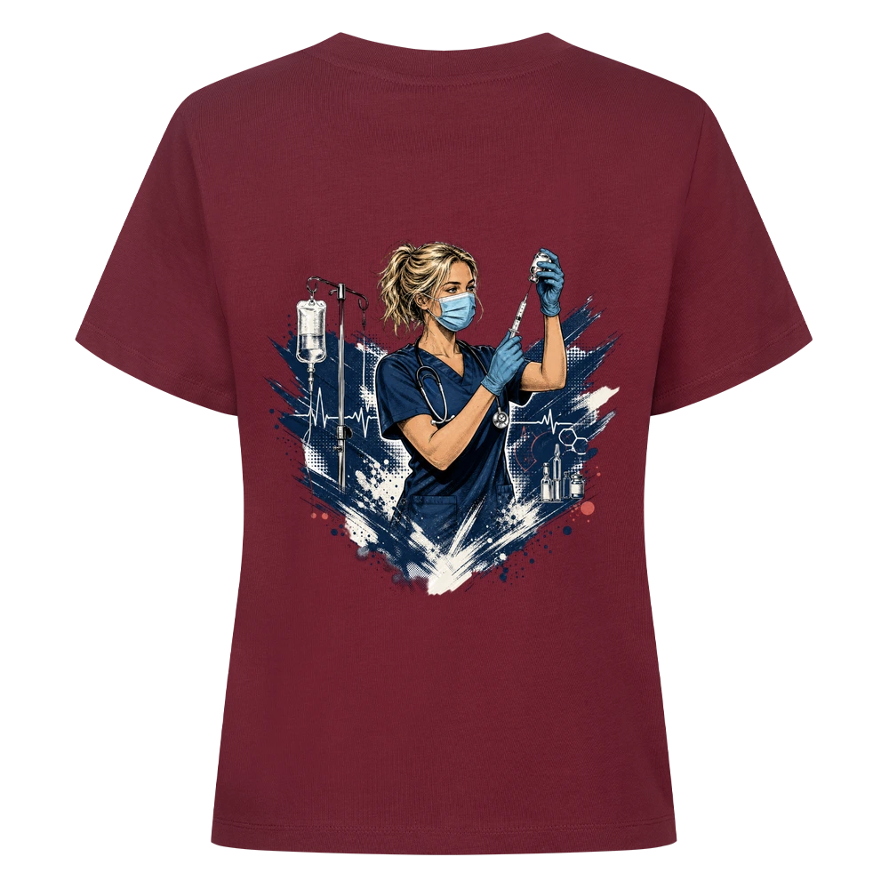 #SYSTEMRELEVANT – Pflege Damen T-Shirt mit Backprint