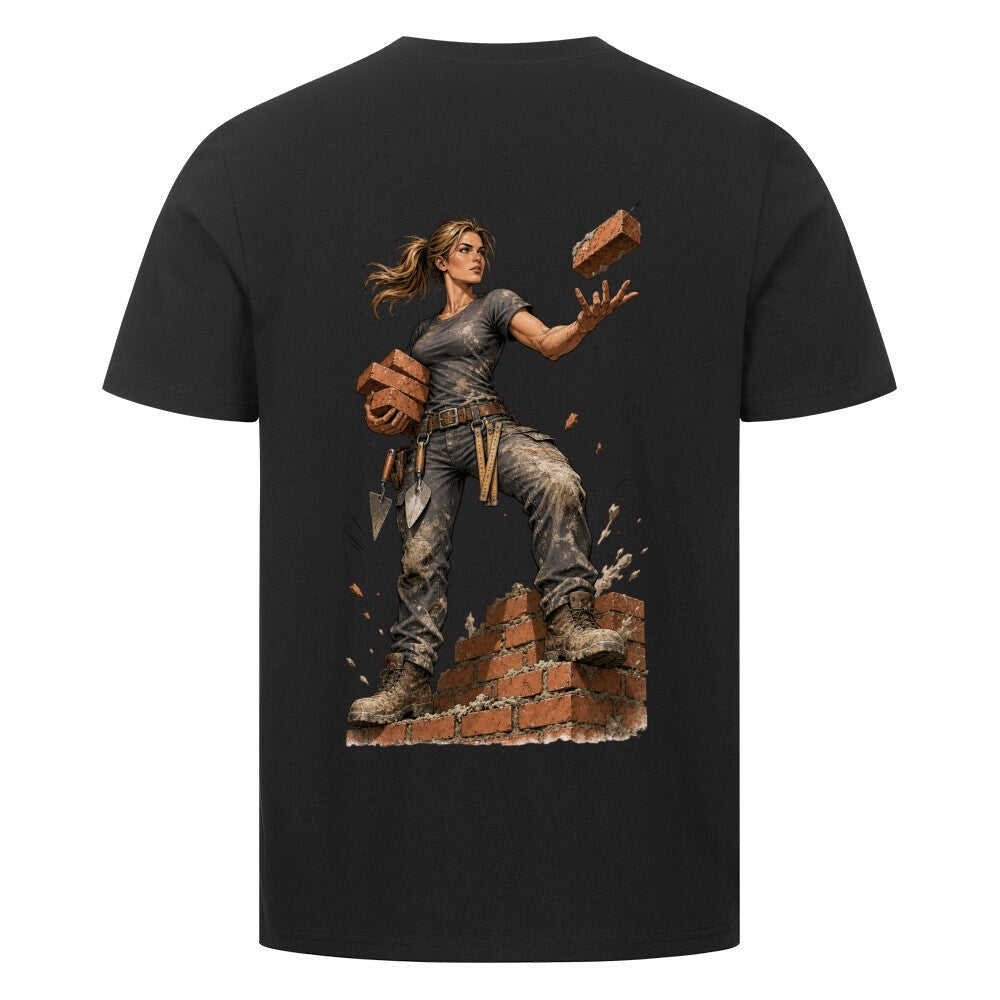 ZunftStyle "Baumeisterin" – Bauarbeiterin Manga Backprint T-Shirt Premium