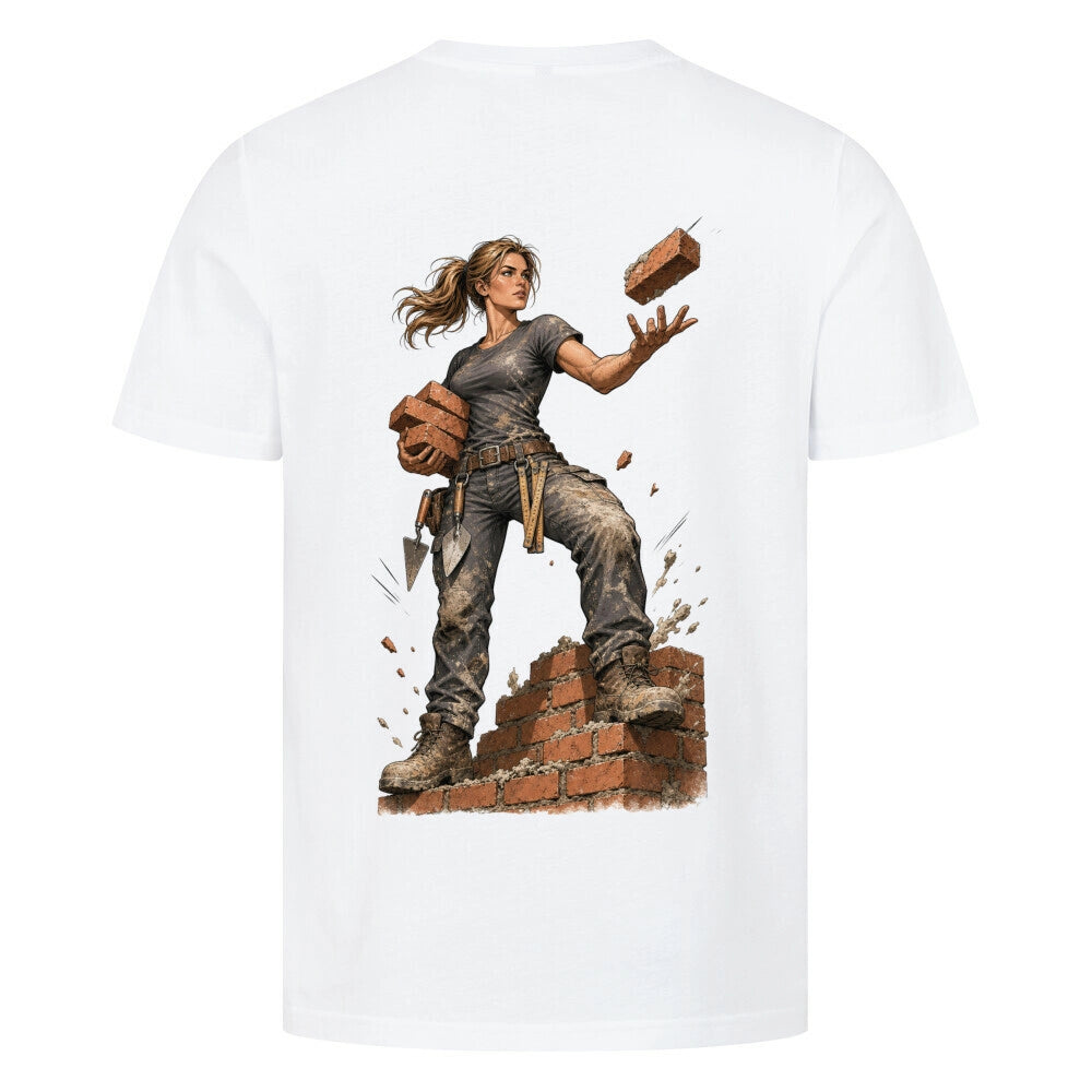 ZunftStyle "Baumeisterin" – Bauarbeiterin Manga Backprint T-Shirt Premium