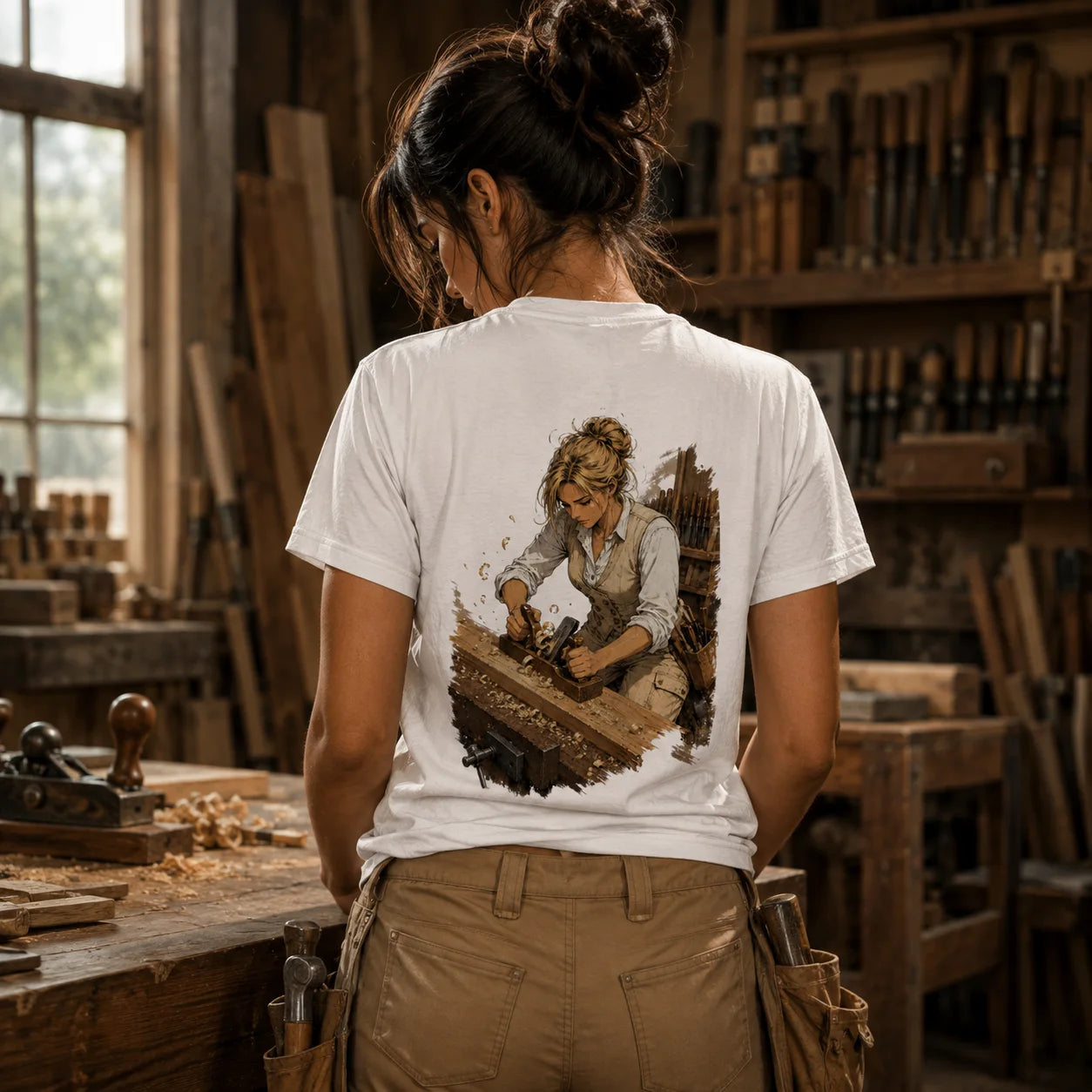 Tischlerin Backprint Shirt – Handwerk mit Hingabe | ZunftStyle