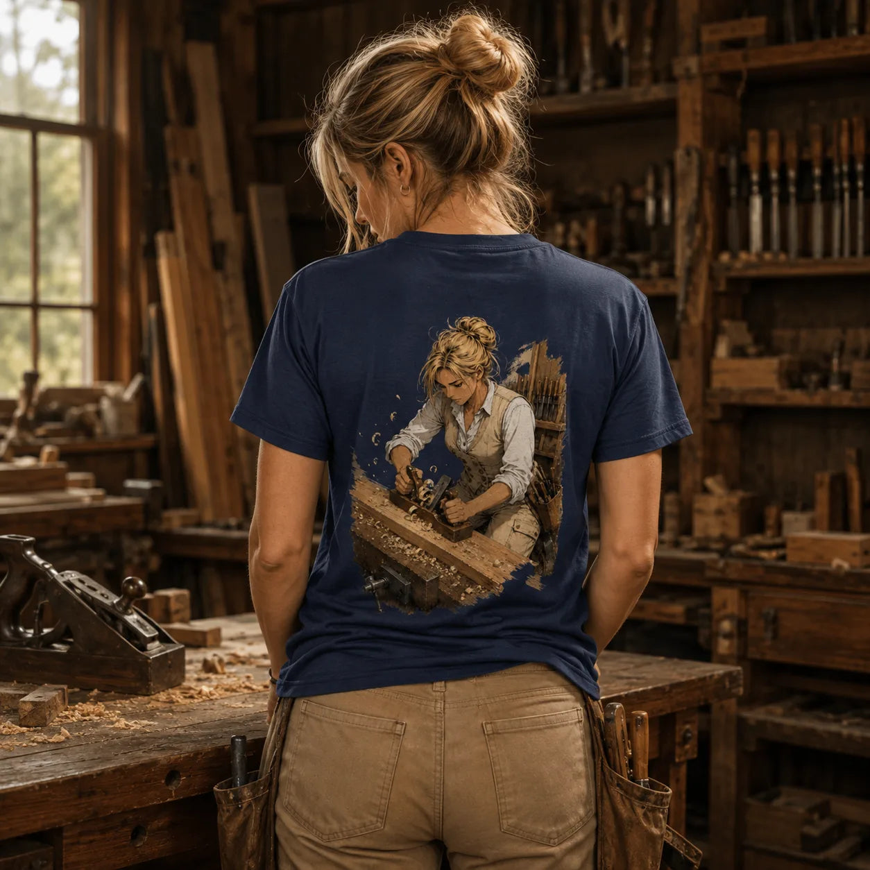 Tischlerin Backprint Shirt – Handwerk mit Hingabe | ZunftStyle
