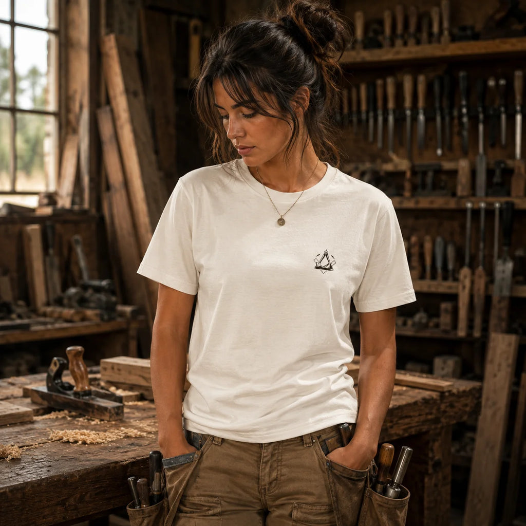 Tischlerin Backprint Shirt – Handwerk mit Hingabe | ZunftStyle