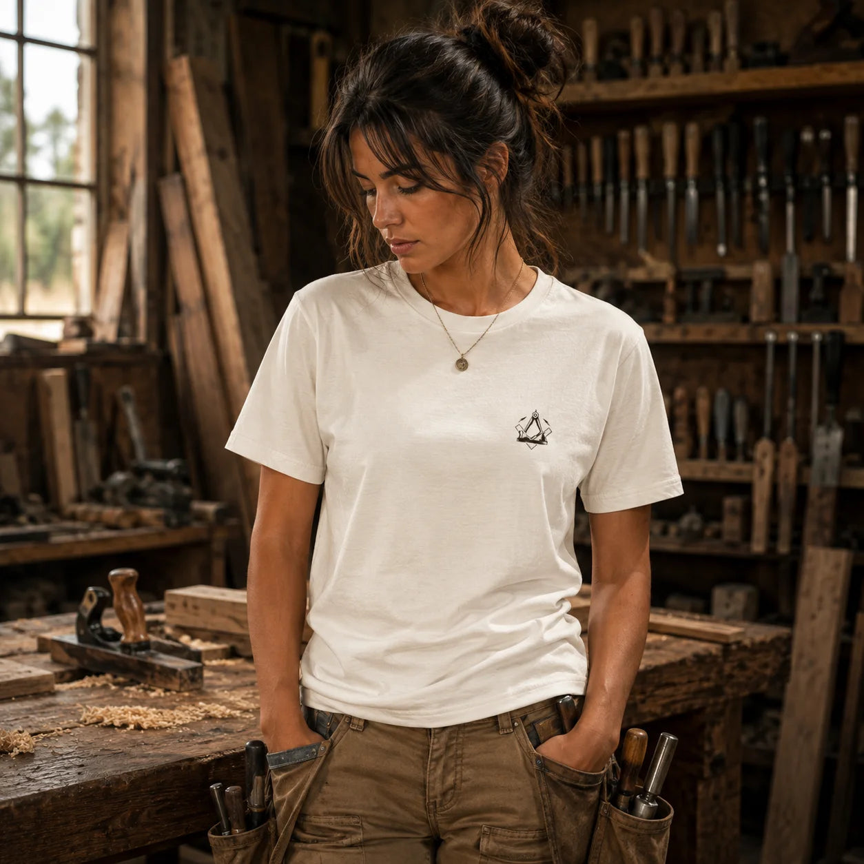 Tischlerin Backprint Shirt – Handwerk mit Hingabe | ZunftStyle