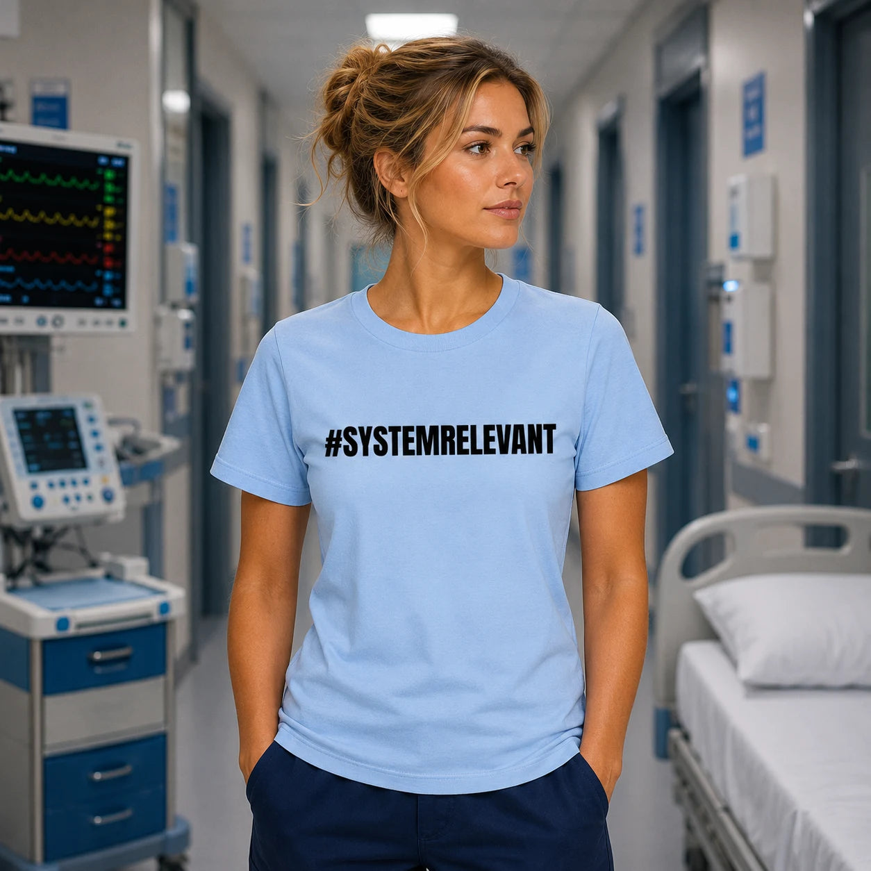 #SYSTEMRELEVANT – Pflege Damen T-Shirt mit Backprint