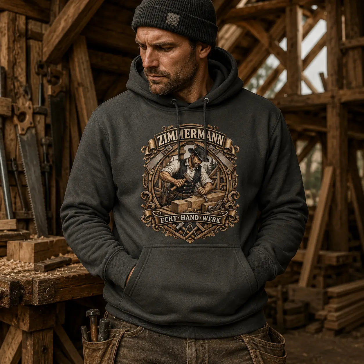 Zimmermann Vintage Badge Hoodie – ZunftStyle Special Edition