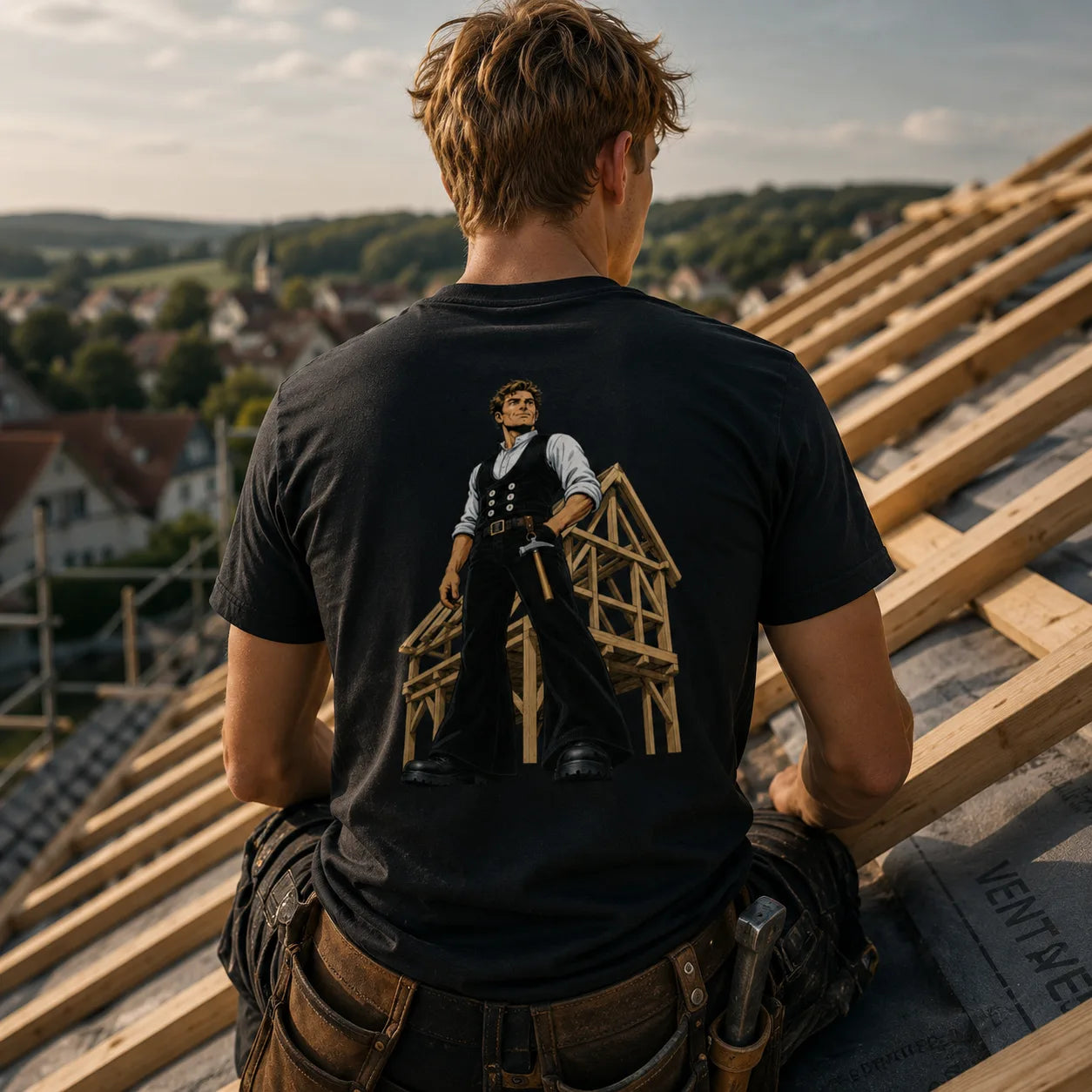 Zimmermann Shirt Comic Style – Handwerker T-Shirt mit Zunftzeichen