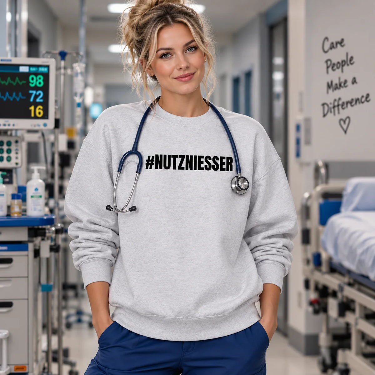 #NUTZNIESSER Pflege Sweatshirt – Statement Frontprint | ZunftStyle