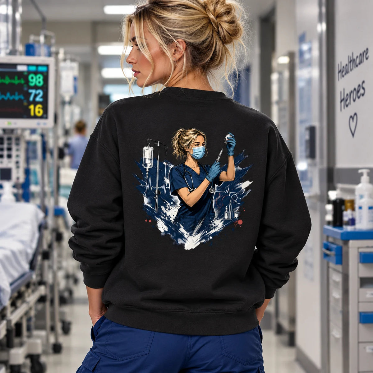 Pflege Sweatshirt Damen – Einsatz mit Herz | ZunftStyle