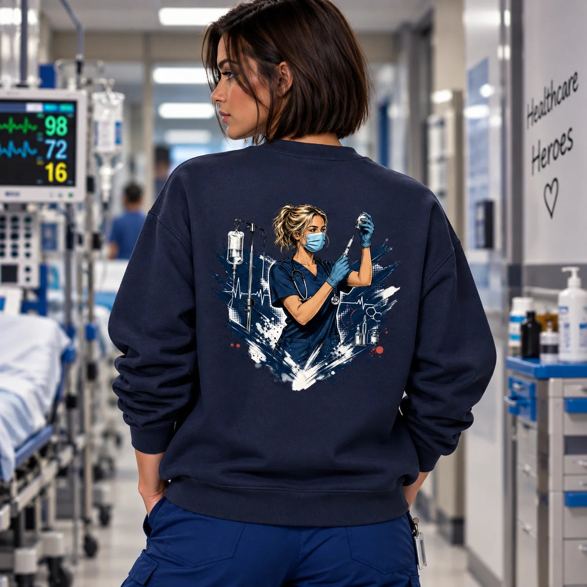 Pflege Sweatshirt Damen – Einsatz mit Herz | ZunftStyle