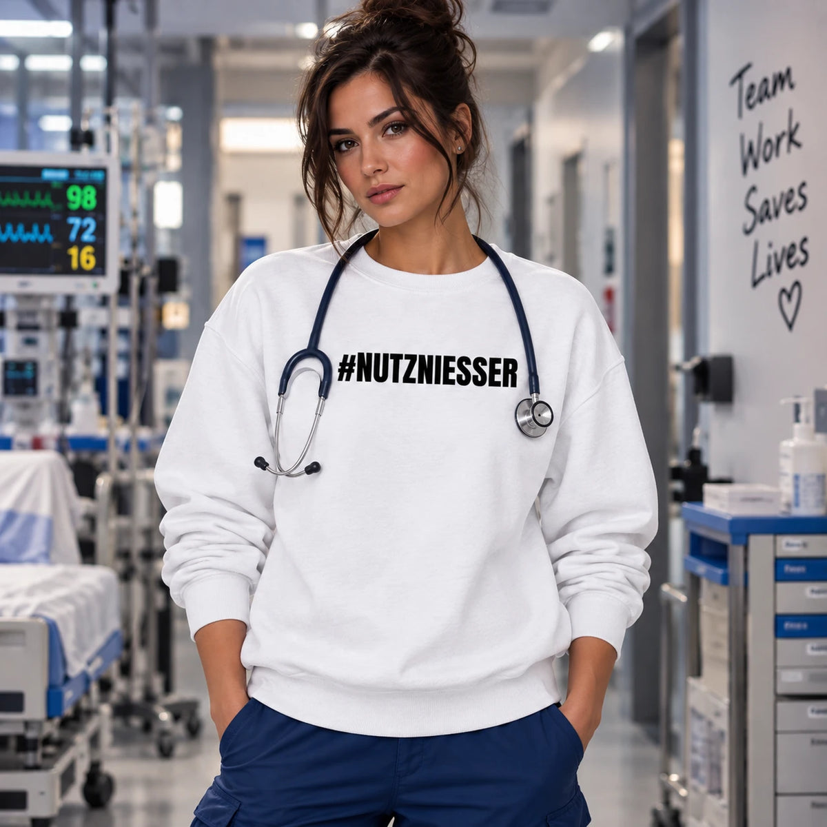 #NUTZNIESSER Pflege Sweatshirt – Statement Frontprint | ZunftStyle