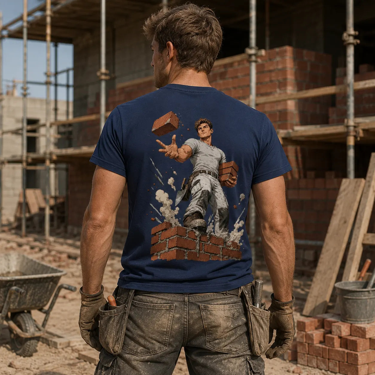 ZunftStyle "Baumeister" – Handwerker Manga Backprint T-Shirt Premium
