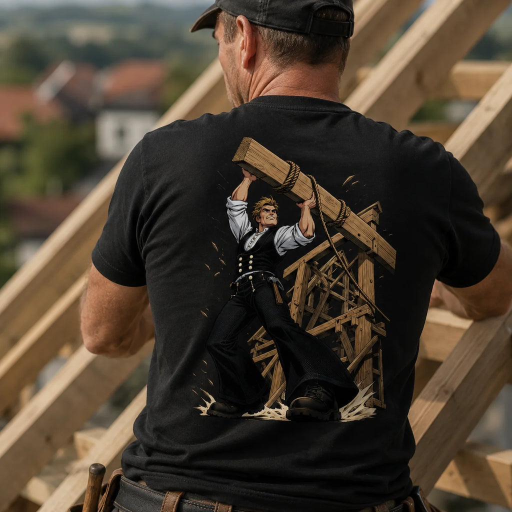 Zimmermann Shirt Comic Style – Handwerker T-Shirt mit Zunftzeichen
