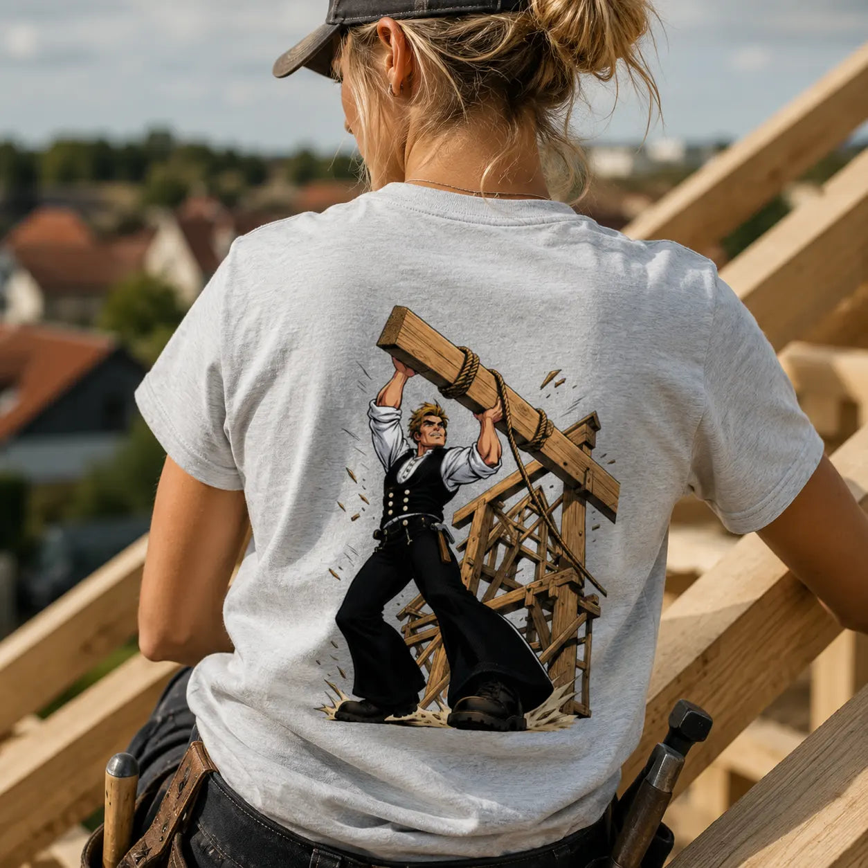 Zimmermann Shirt Comic Style – Handwerker T-Shirt mit Zunftzeichen