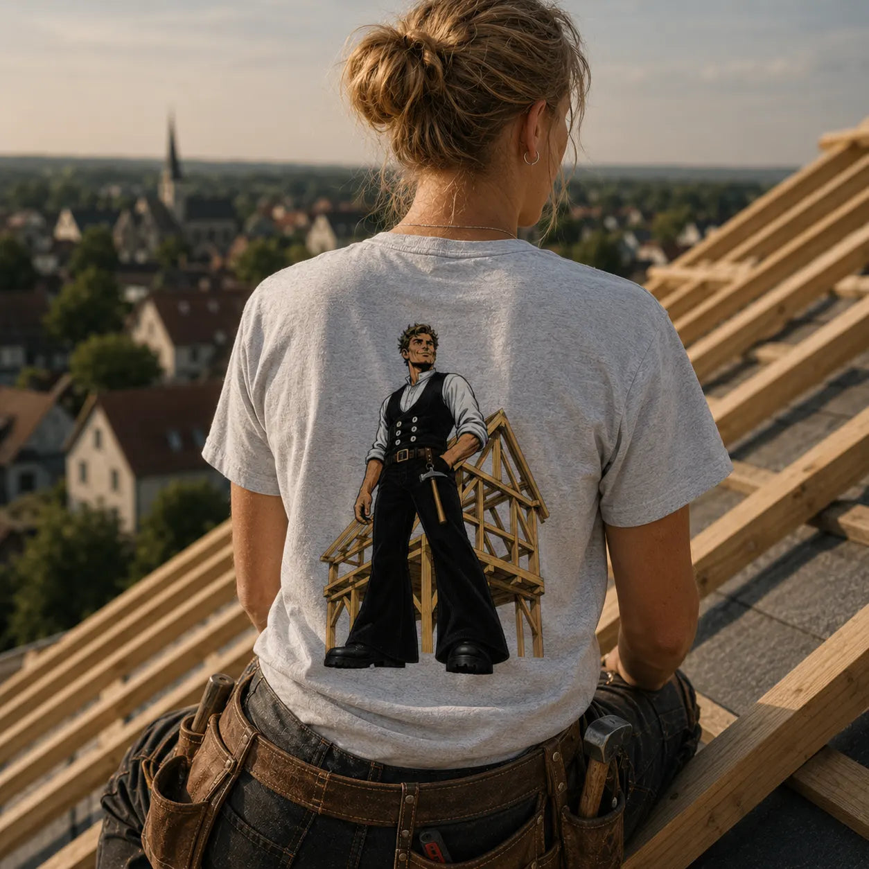 Zimmermann Shirt Comic Style – Handwerker T-Shirt mit Zunftzeichen