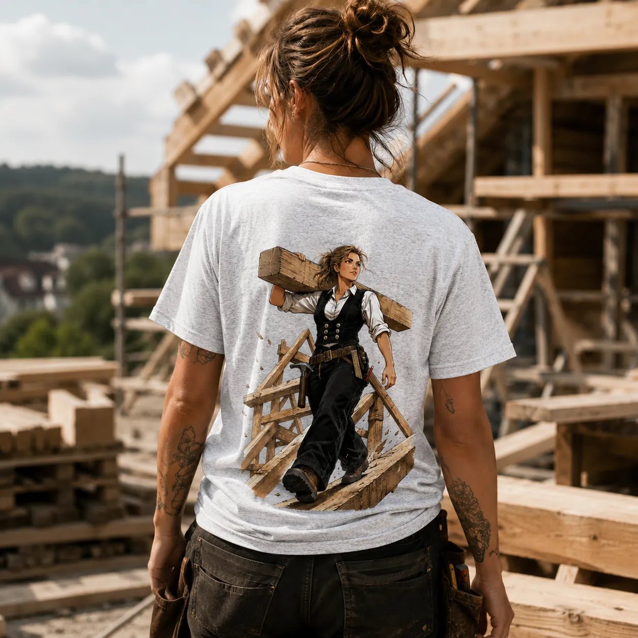 ZunftStyle Zimmerin Shirt – Comic Handwerker Motiv