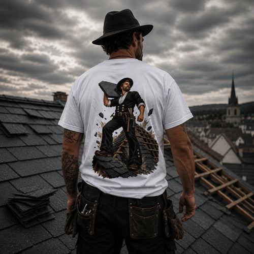 Dachdecker Premium T-Shirt – Tradition auf dem Dach | HigherBlanks 180 GSM