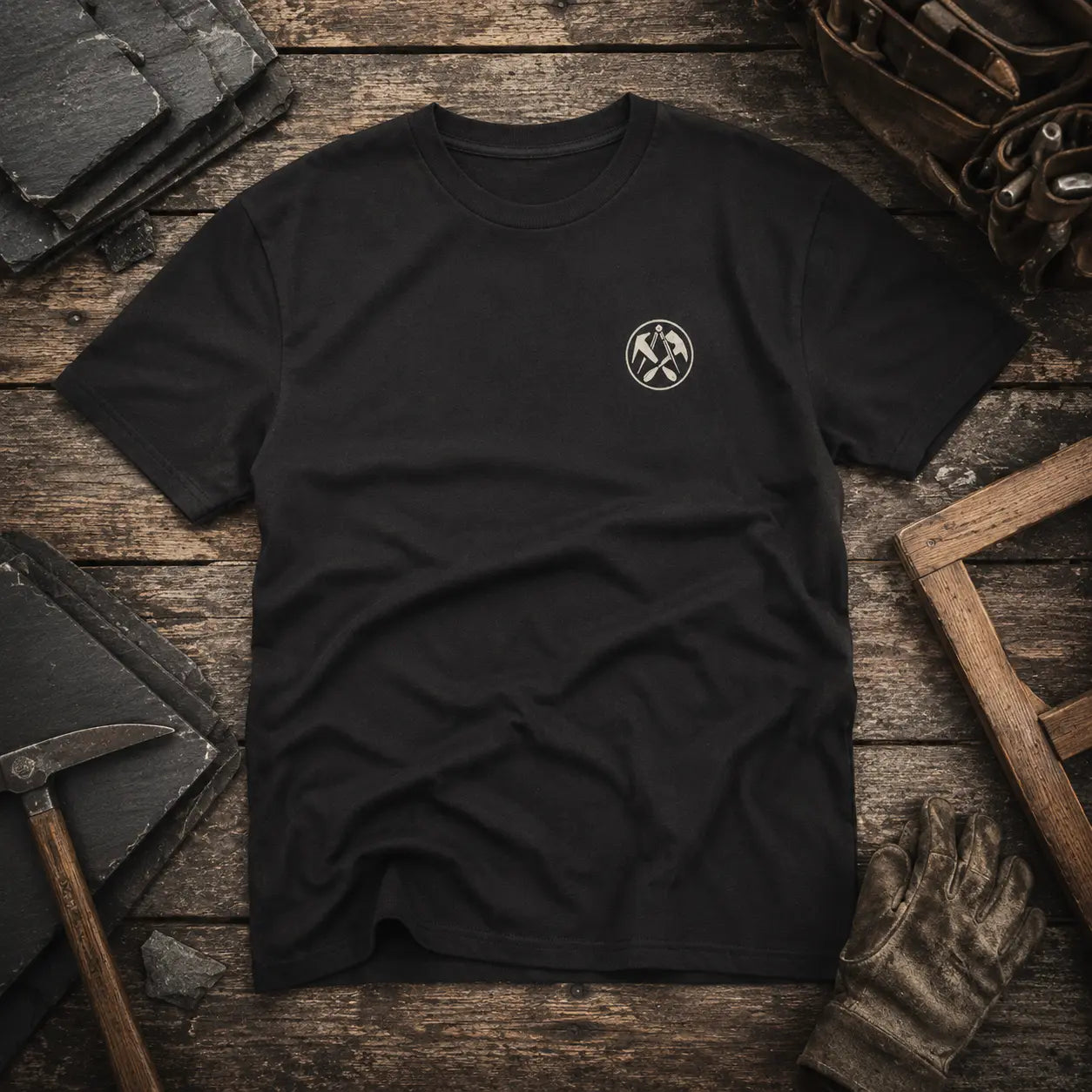 Dachdecker Premium T-Shirt – Tradition auf dem Dach | HigherBlanks 180 GSM