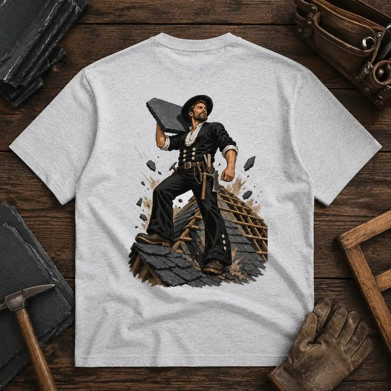 Dachdecker Premium T-Shirt – Tradition auf dem Dach | HigherBlanks 180 GSM