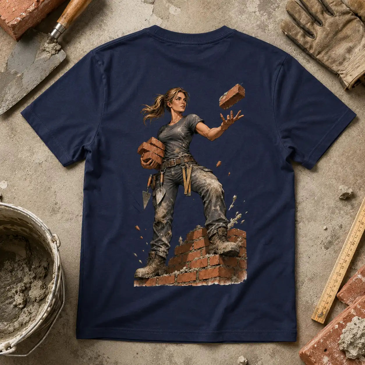 ZunftStyle "Baumeisterin" – Bauarbeiterin Manga Backprint T-Shirt Premium